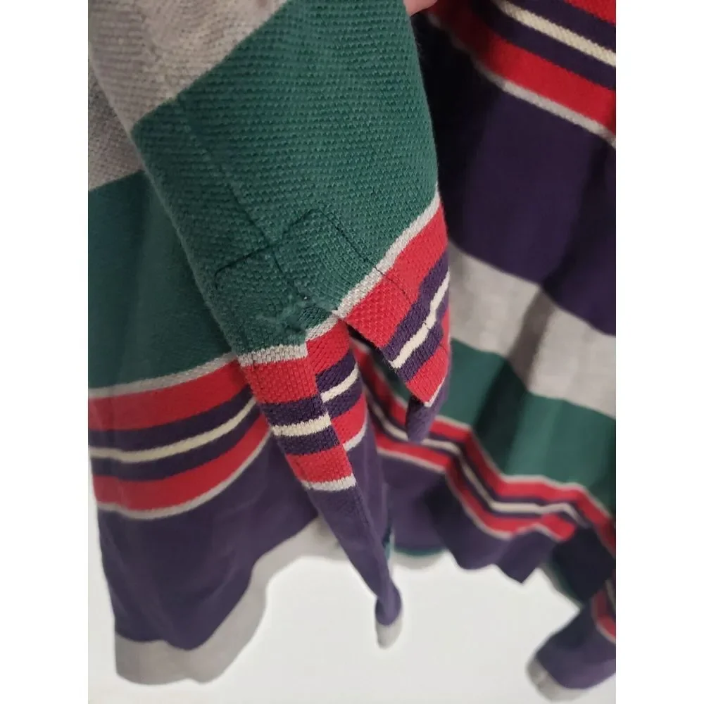 Ralph Lauren Men's Striped Red & Navy Blue‎ Polo Size XL Made In USA Vintage